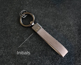 Porte-clés de qualité supérieure pour homme - Cadeau personnalisé pour lui - Porte-clés gravé - Porte-clés monogramme - Porte-clés avec nom - Porte-clés en cuir