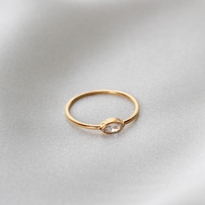 Waterproof White CZ Ring 18k Gold Vermeil Ring White Zirconia Ring Stack Minimalist Ring Layering Stacking Ring image 4