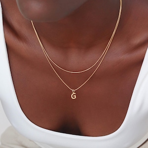 Ne se fane jamais - Collier chaîne serpent 18 carats - Imperméable - Collier chaîne en or - Collier minimaliste - Collier chaîne en corde dorée - Superposition - N15