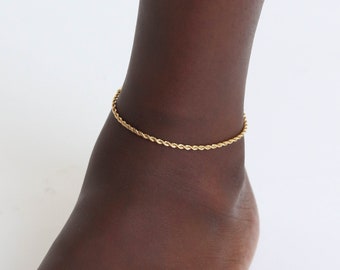 Never Fades - Water Resistant - Dainty Gold Chain Anklet - Gold Anklet - Ankle Bracelet - Bracelet For Women  Minimalist Anklet - ANK4