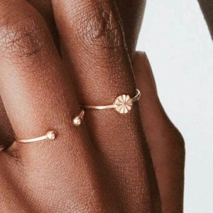 Waterproof Geometric Disc Ring 18k Gold Vermeil Ring Solid 925 Silver Gold Stacking Ring Layering Gold Sun Ring Stack image 4