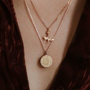 Waterproof - Roman Clock Pendant Coin Necklace - 18k Gold Vermeil Necklace - Roman Necklace - Roman Coin Necklace - Roman Megalion Necklace