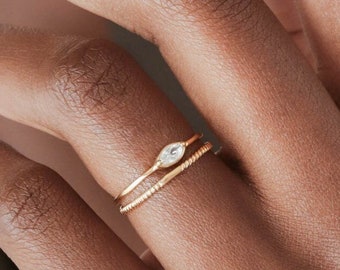 Waterdicht - Witte CZ Ring - 18k Gold Vermeil Ring - Witte Zirconia Ring - Stack - Minimalistische Ring - Gelaagdheid - Stapelring