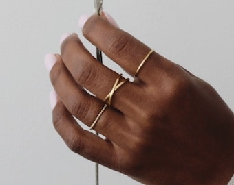 Criss Kreuz Ring - 18K Gold Vermeil Ring - 925 Sterling Silber Ring - Crossover Ring - Layering Ring - Stapelring - X Ring - REDCHERRYBLVD