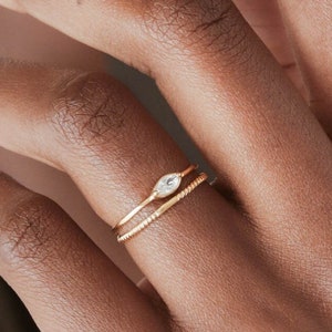 Waterproof - White CZ Ring - 18k Gold Vermeil Ring - White Zirconia Ring - Stack - Minimalist Ring - Layering - Stacking Ring