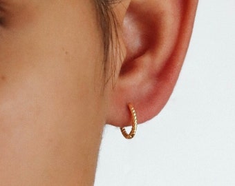 Waterproof - 18k Gold Vermeil Hoop Earrings - Gold Hoops - Stack - Gold Vermeil Hoops - Layering - Stacking - Thin Hoops - REDCHERRYBLVD