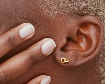 Waterproof - Minimalist Studs - 18k Gold Vermeil Earrings - 925 Earrings - 18k Gold Stud Earrings -  Gold Hoops - Gifts for Her - Stacking