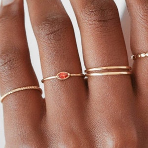 Waterproof - 18k Gold Vermeil Ring - Red CZ Ring - Red Zirconia Ring - Gold Minimalist Ring - Gold Layering Rings - Gold Stacking Ring
