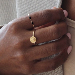 Waterproof - Lion Ring -  18K Gold Plated Over 925 Sterling Silver - Minimalist Ring - Roman Coin Ring - Gold Roman Ring - Layering