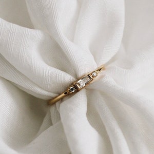 Waterproof - White CZ Ring - 18k Gold Vermeil Ring - White Zirconia Ring - Minimalist Ring - Layering Ring - Dainty Ring -  Stacking Ring