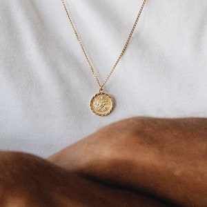 Waterproof - Gift for him - Lion Pendant Coin Necklace for Man - 925 Sterling Silver Necklace - Male Necklace - Boyfriend Necklace