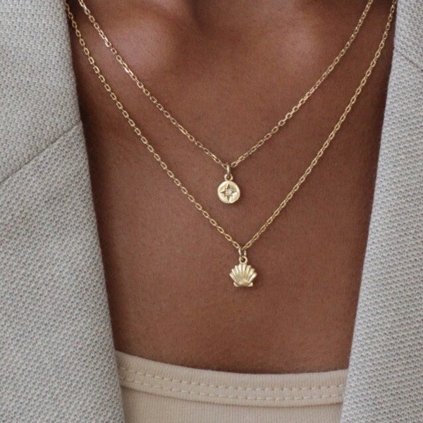 Muschel Halskette - 18k Gold Vermeil - Minimalistische Halskette - Winzige Muschel Halskette - Gold Muschel Halskette - REDCHERRYBLVD