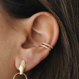 Waterproof - Ear Cuff - 18k Gold Vermeil - White CZ Ear Cuff - Gold Ear Cuff - White Stone Ear Cuff - Stack - Layering - Stacking