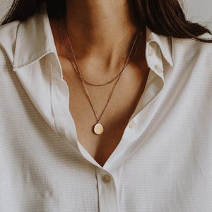 Waterproof 18k Gold Disk Necklace Minimalist Necklace Dainty Necklace Stacking Layering Necklace image 3