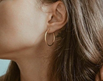 Waterproof - 18k Gold Vermeil Hoop Earrings - Gold Hoops - Stack - Gold Vermeil Hoops - Layering - Stacking - REDCHERRYBLVD