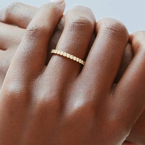 色褪せない - 耐水性 - 18Kゴールドダイヤモンドバンドリング - ミニマリストリング - 重ね付け可能なリング - 重ね付けリング - ミニマリストリング - R91