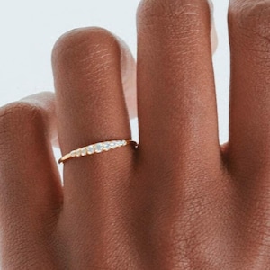 Waterproof - 18k Gold White CZ Band Ring - 18K Gold Vermeil Ring - 18k Gold Band Ring - Layering - Stacking Ring - Minimalistic Ring - R60