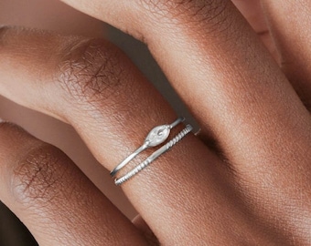 Bague CZ blanche - Bague en argent sterling 925 - Bague en zircone blanche - Pile - Anneau minimaliste - Superposition - Anneau d'empilage - REDCHERRYBLVD