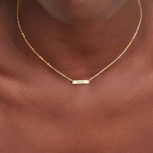 Collar con nombre - Resistente al agua - Collar con barra de oro - Collar con letras de oro - Collar con iniciales - Regalo para mujeres - Collar en capas - N8