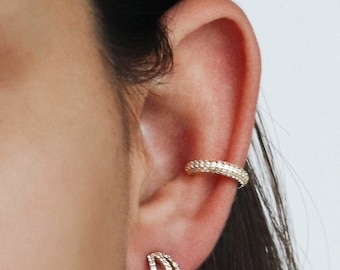 Waterproof - Ear Cuff - 18k Gold Vermeil - White CZ Ear Cuff - Gold Ear Cuff - White Stone Ear Cuff - Stack - Layering - Stacking