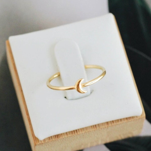 Wasserdichter Mond Ring - 18k Gold Vermeil Ring - Minimalistischer Ring - Gold Halbmond Ring - Zierlicher Ring - Minimalistischer Schmuck - Trendy Ring