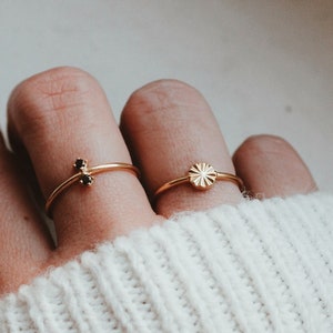 Waterproof Geometric Disc Ring 18k Gold Vermeil Ring Solid 925 Silver Gold Stacking Ring Layering Gold Sun Ring Stack image 5