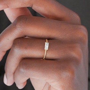 Waterproof - White CZ Ring - 18k Gold Vermeil Ring - White Zirconia Ring - Minimalist Ring - Layering - Stack -  Stacking Ring