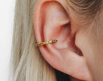 Wasserdicht - Ear Cuff - 18k Gold Vermeil - Olive CZ Ear Cuff - Gold Ear Cuff - Olive Stone Ear Cuff - Stapel - Layering - Stacking