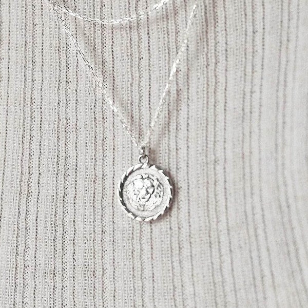 Collana con moneta a forma di leone - Argento sterling 925 massiccio - Collana minimalista - Collana con moneta romana in argento - Collana romana in argento - REDCHERRYBLVD