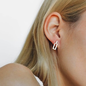 Waterproof - Geometric Earrings - 18k Gold Vermeil Earrings - Gold Studs - Stack - Minimalistic Earrings - Layering - Stacking Earrings