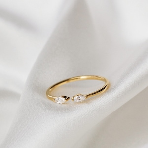 Waterproof - Open White CZ Ring - 18k Gold Vermeil Ring - White Zirconia Ring - Minimalist Ring - Layering - Stack -  Stacking Ring