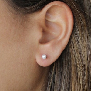925 Silber Perlen Ohrstecker - 925 Massiv Sterling Silber Creolen - Silber Perlen Ohrringe - Minimalist Ohrstecker - Silber Perlen Schmuck - REDCHERRYBLVD