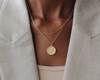 Waterproof - Taurus - 18k Gold Vermeil - Taurus Zodiac Necklace - Taurus Constellation Necklace - Layering - Zodiac Jewelry - Taurus Coin