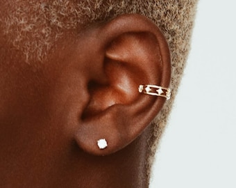 Ear Cuff - 18k Gold Vermeil - White CZ Ear Cuff - Gold Ear Cuff - White Stone Ear Cuff - Stack - Layering - Stacking - Gold Huggies