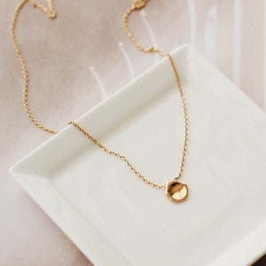 Waterproof Disk Necklace 18k Gold Vermeil Minimalist Necklace Dainty Necklace Circle pendant Layering Necklace image 3