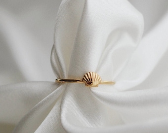 Waterproof - Seashell Ring - 18k Gold Vermeil Ring - Minimalist Ring - 18k Gold Plated Over Solid Sterling Silver