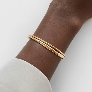 Never Fades - Water Resistant - 18k Gold Plated Bangle Bracelet - Gold Cuff Bracelet - Layering bracelet Bracelet For Women - BCW35