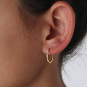 Waterproof - 18k Gold Vermeil Hoop Earrings - Gold Hoops - Stack - Gold Vermeil Hoops - Layering - Stacking - Thin Hoops - REDCHERRYBLVD