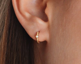 Waterproof - 18k Gold Vermeil Hoops - 925 Sterling Silver Earrings - Gold Hoop Earrings - Minimalist Earrings - Layering - Stacking