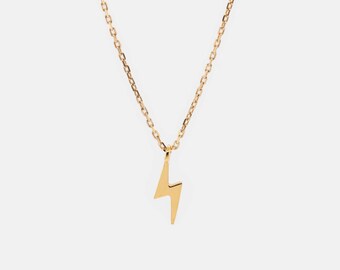 Waterproof - 18k Gold Vermeil Dainty Lightning Bolt Necklace - Minimalist Necklace - Dainty Lightning necklace - Everyday Necklace