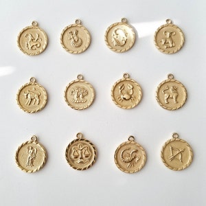 Waterproof Virgo 18k Gold Vermeil Virgo Zodiac Necklace Virgo Constellation Necklace Layering Zodiac Jewelry Virgo Coin image 4