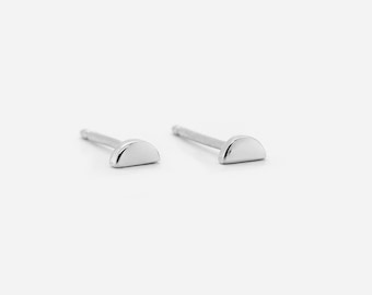 Half Disc Studs - 925 Solid Sterling Silver - REDCHERRYBLVD