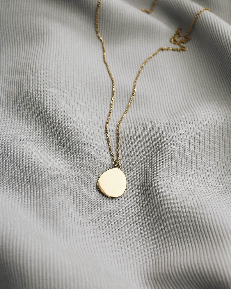 Waterproof 18k Gold Disk Necklace Minimalist Necklace Dainty Necklace Stacking Layering Necklace image 4