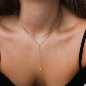 Never Fades - 18k Gold Layered Halskette - Gold Lariat Halskette - N91