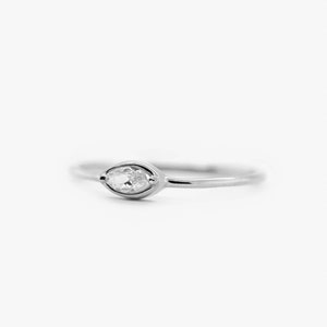 Weißer CZ Ring 925 Sterling Silber Ring weißer Zirkonia Ring Stapel Minimalistischer Ring Layering Stapelring REDCHERRYBLVD Bild 4