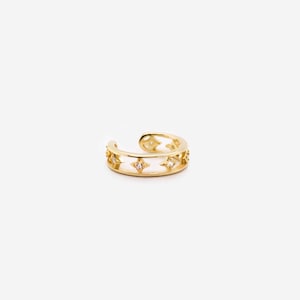 Ohrmanschette - 18k Gold Vermeil - Weiße CZ Ohrmanschette - Gold Ohrmanschette - Weiße Stein Ohrmanschette - Stack - Layering - Stacking - Gold Huggies