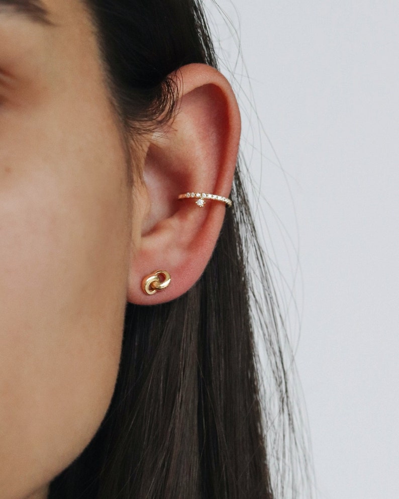 Ear Cuff 18k Gold Vermeil White CZ Ear Cuff Gold Ear Cuff White Stone Ear Cuff Stack Layering Stacking image 5