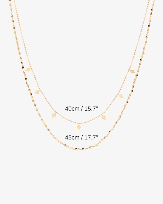 [Golden dew] 18K Gold☆Shining Garden 2 Necklace Timeless Charm Layered Chain Necklace | Windsor