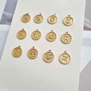 Waterproof Virgo 18k Gold Vermeil Virgo Zodiac Necklace Virgo Constellation Necklace Layering Zodiac Jewelry Virgo Coin image 5