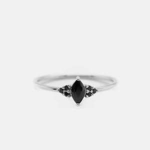 Waterproof 925 Silver Ring Black CZ Ring Solid 925 Sterling Silver Layering Stacking Ring Minimalistic Ring image 4